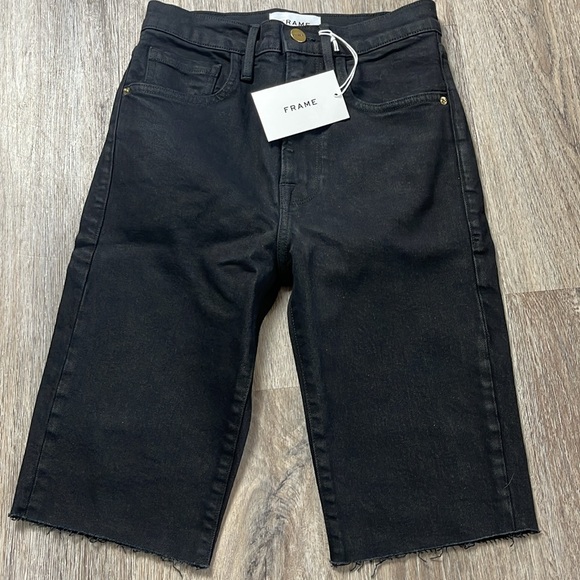 Frame Denim Le Vintage Bermuda Black Shorts Size 24 - Picture 7 of 16